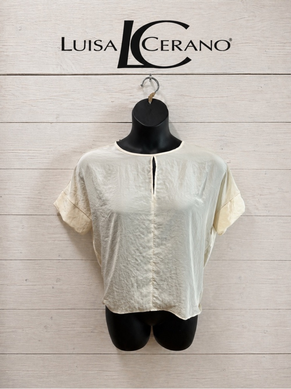 LUISA CERANO • Minimalist Cream Blouse • Size 6
